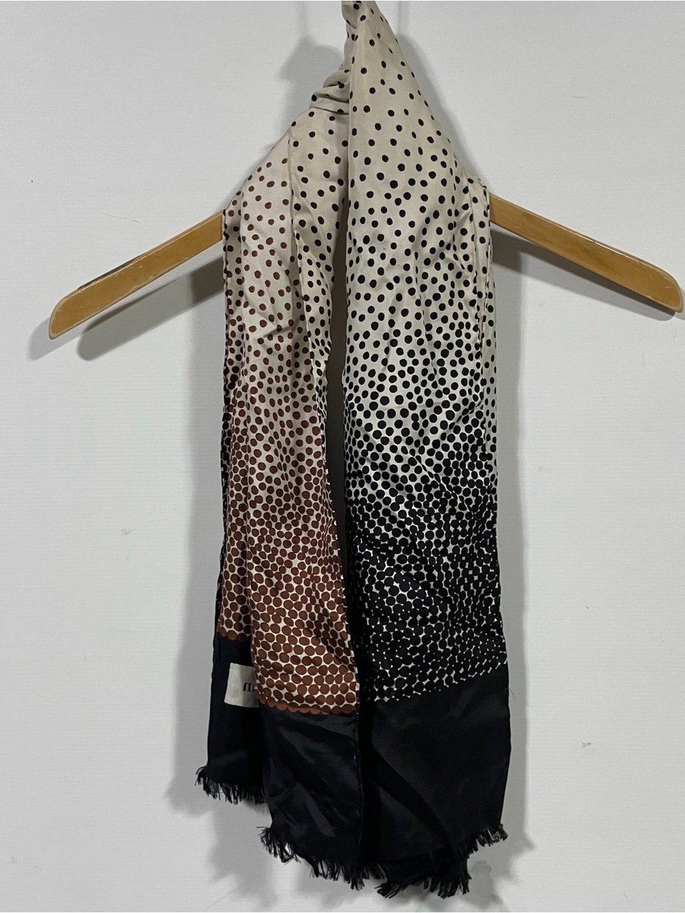 Pierre Balmain Cream, Black and Brown Polka Dot Gradient Scarf